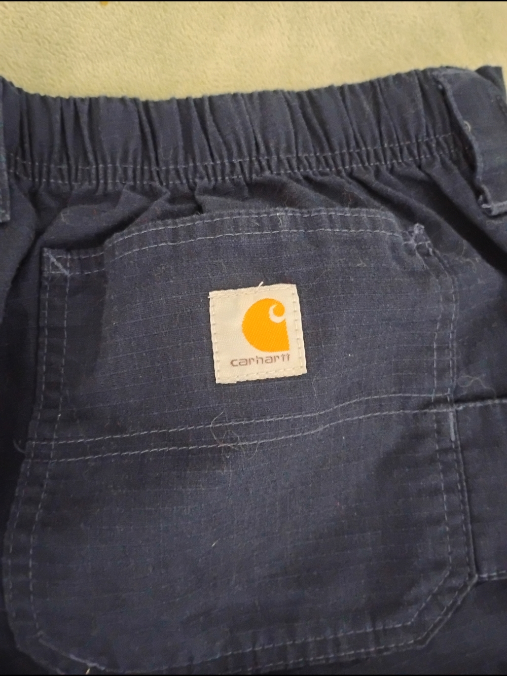 Carhartt Navy Ripstop Pocket Shorts with Orange Brand Patch